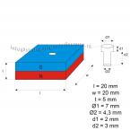 Zoom in - 20 x 20 x 5 mm / 4,3 - 7 mm ( N 45 ) 12 stuks