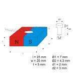 Zoom in - 25 x 25 x 5 mm / 4,3 - 7 mm  ( N45 ) 12 stuks