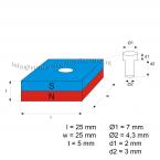 Zoom in - 25 x 25 x 5 mm / 4,3 - 7 mm  ( N45 ) 24 stuks