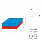 Zoom in - 5 x 5 x 1 mm / 1,5 mm ( N45 ) 100 stuks